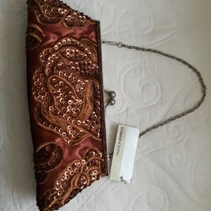 Handbag, satin and sequins